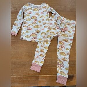 Angel Dear Toddler Yellow Rainbow Pajama Set Size 3T